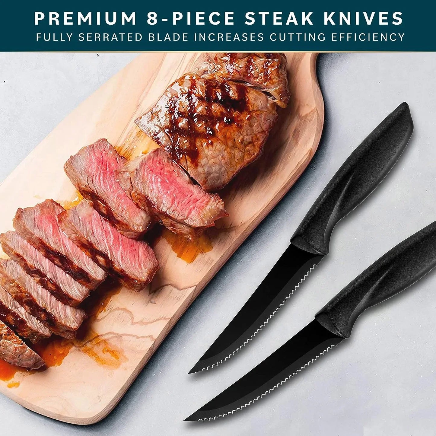 2/4/6/8 Steak Knife set Sharp Blade Black high-end PP handle Kitchen Multi-functional fruit knife Stainless steel steak knife