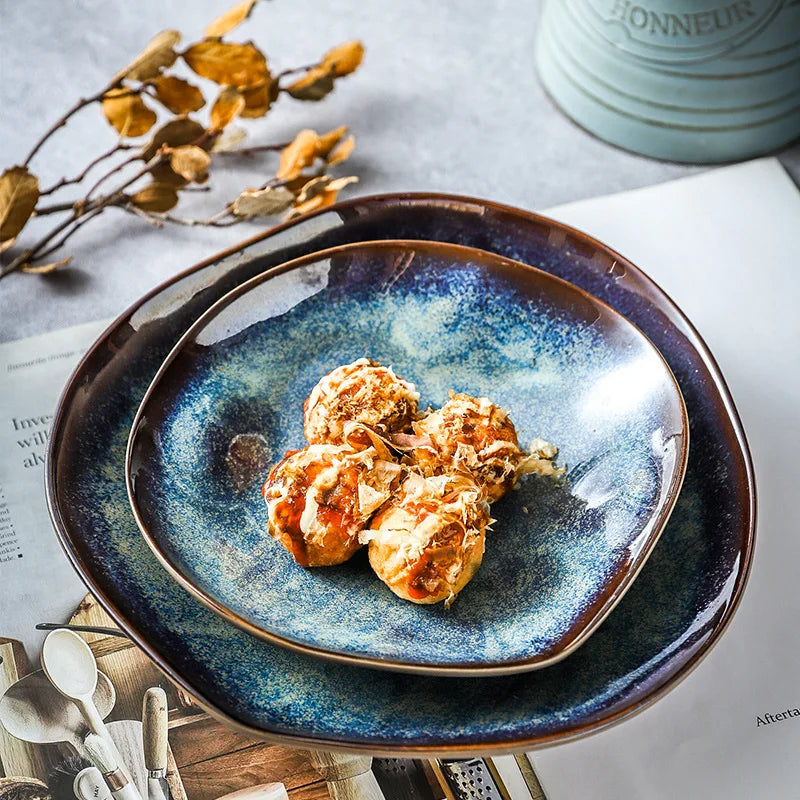 LingAo Creative porcelain glazed porcelain bowl, soup plate tableware set