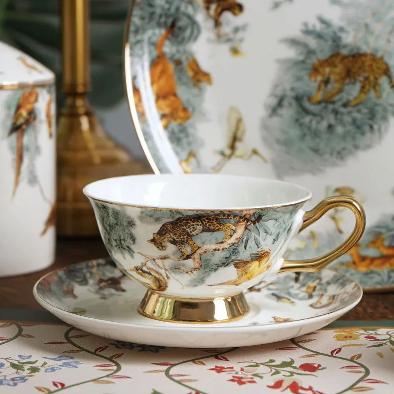 Equatorial jungle bone china tableware decorative plate porch ornament coffee cup plate western food plate hotel tableware