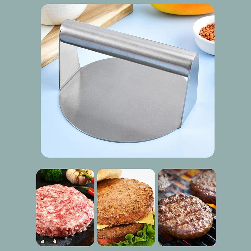 1PC Stainless Steel Smash Burger Press Hamburger Patties Meat Masher Circular Meat Press Mold For Deli Meats Kitchen Accessories
