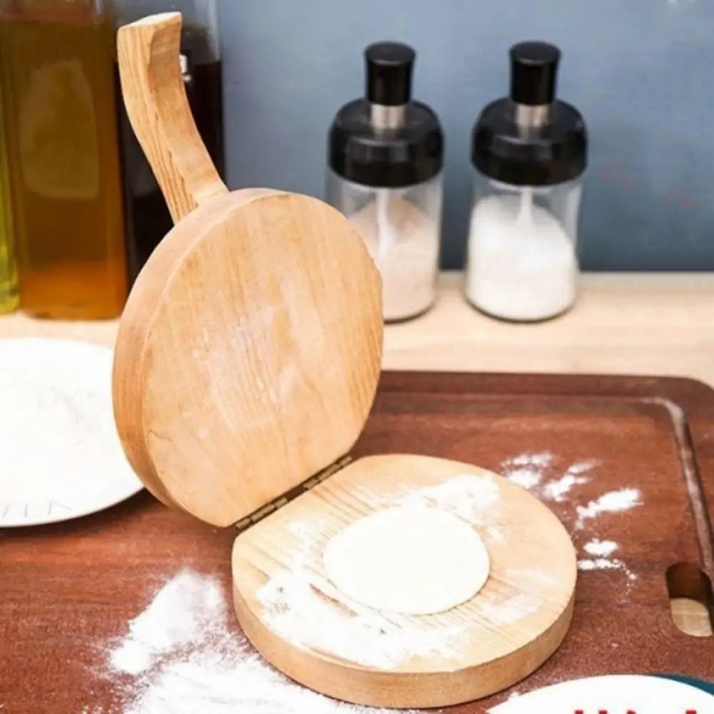 Wooden Dumpling Press Handmade Wooden Dumpling Skin Tortilla Maker Set Dough Pressing Tools for Home Kitchen Fine Workmanship
