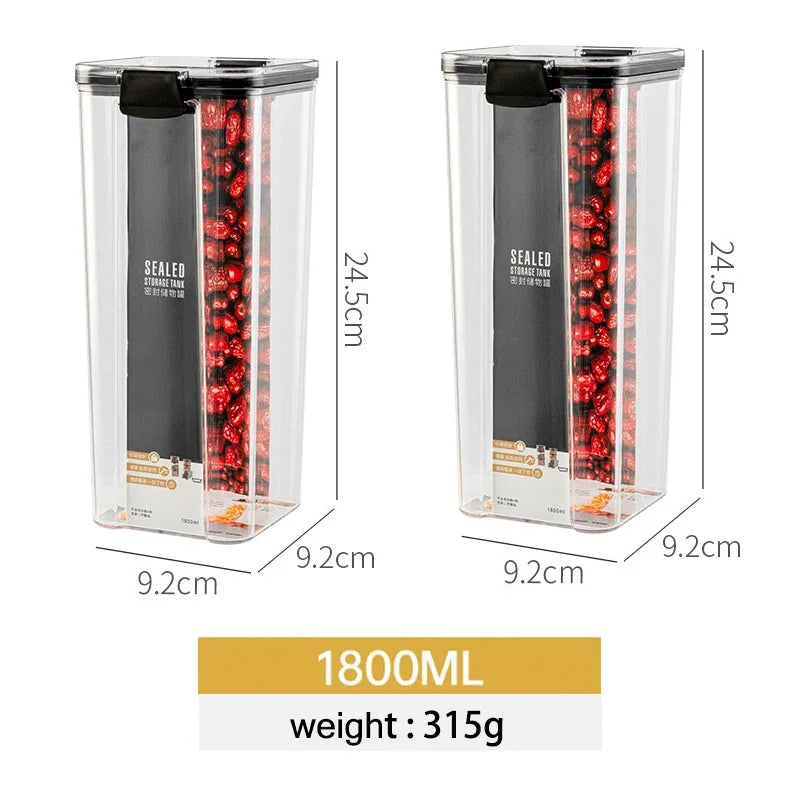 460–1800ml Stackable Airtight Food Storage Container Set – Plastic Kitchen Jars for Multigrain, Tea, Dried Fruit & More