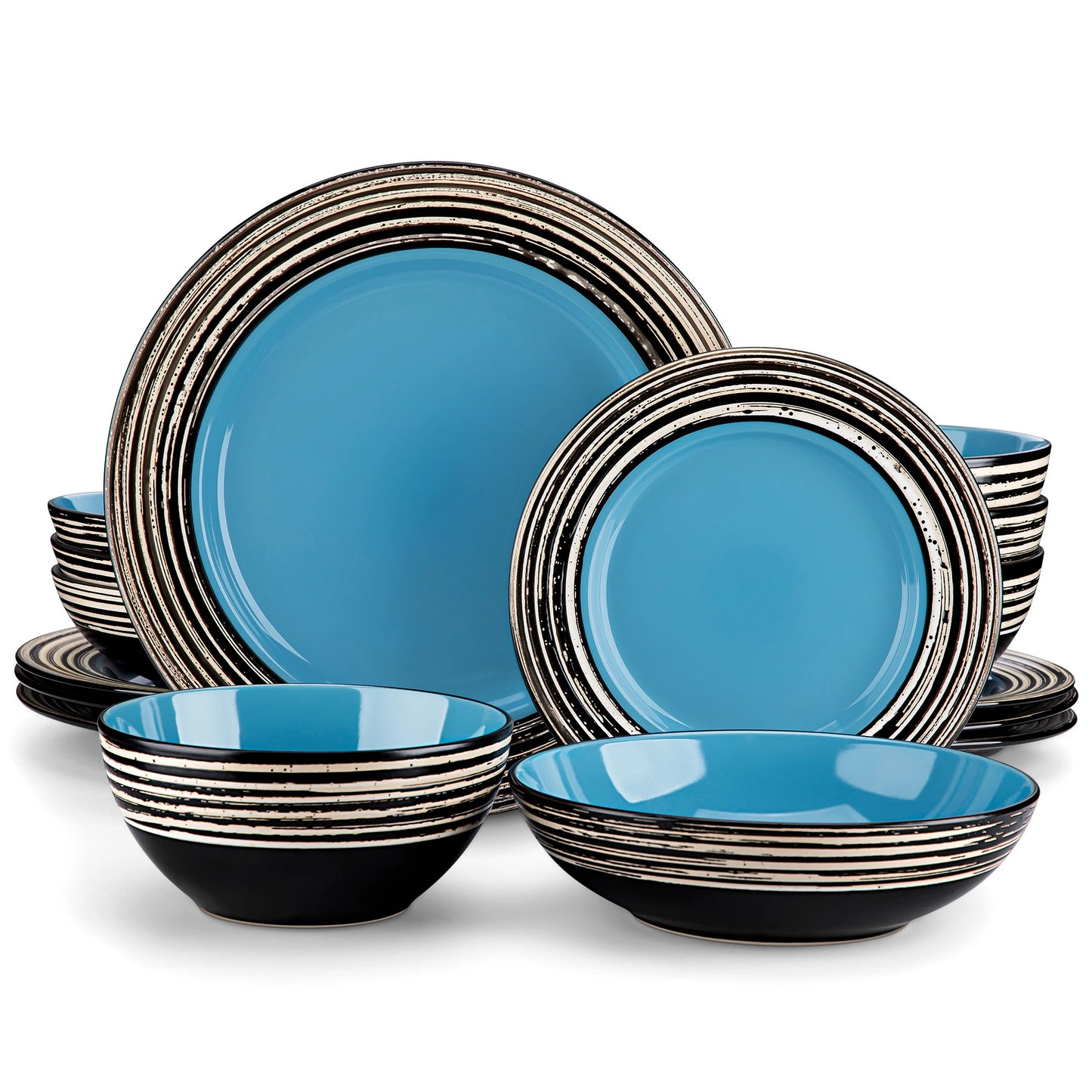 VANCASSO ARBRE 16/32 Piece Stoneware Dinnerware Set with Dinner/Dessert Plate Cereal/Pasta Bowl Service for 4/8 Person 3 color