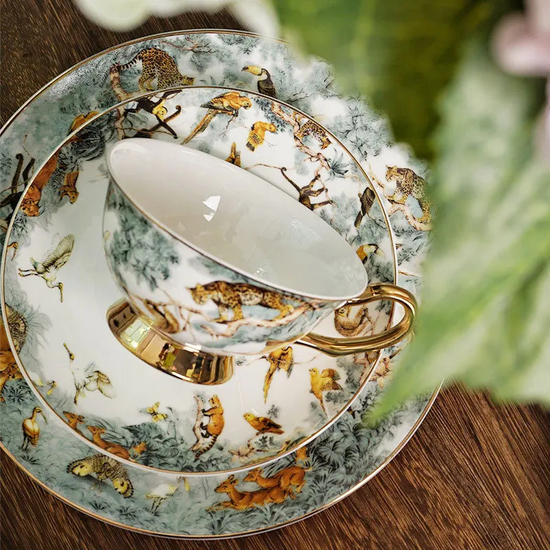 Equatorial jungle bone china tableware decorative plate porch ornament coffee cup plate western food plate hotel tableware