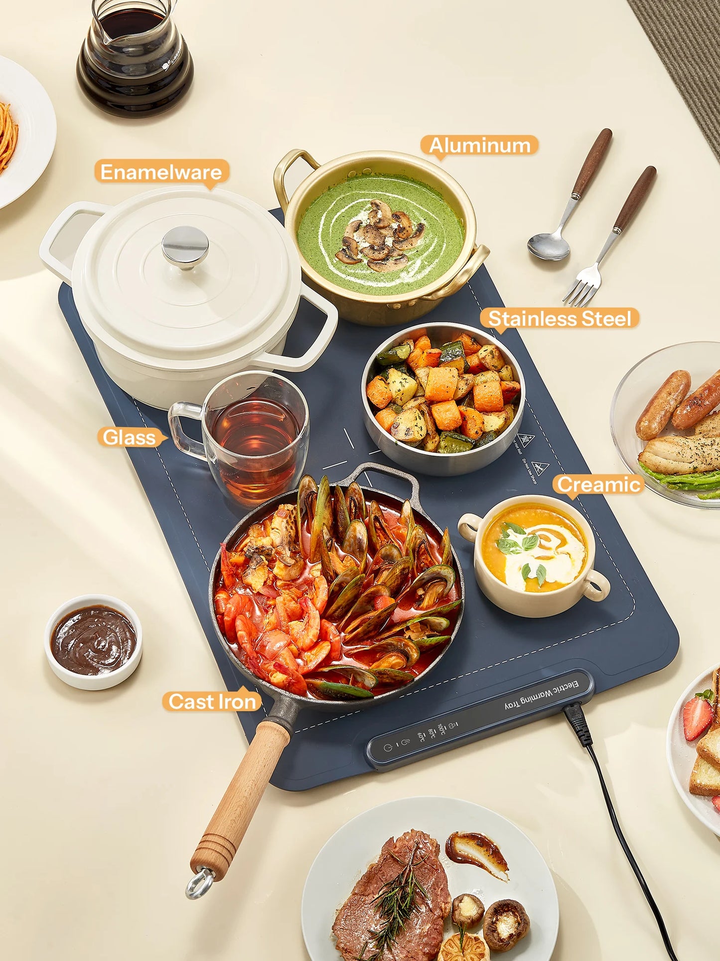 Electric Warming Tray – Rollable, Fast Heating Mat with 3-Level Temperature Control for Buffets & Home Use