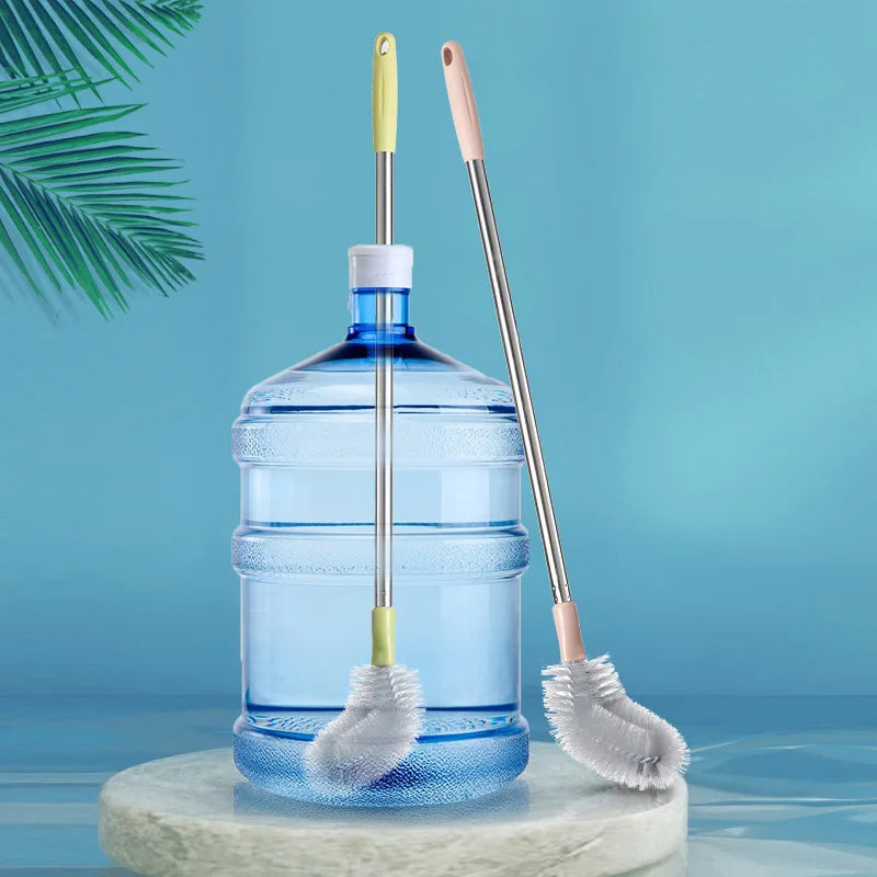 Household Bucket Washing Brush Stainless Steel Rod Plastic Water Dispenser Water Bucket Cleaning Gadgets long handle brush head