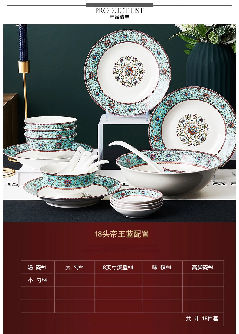 Fine China Kitchen Dinnerware Sets Ceramic Dining Room Guests Party Plates Set Christmas Gift Jogo De Jantar Serving Tableware