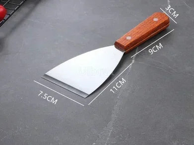 Stainless Steel Steak Fried Shovel Spatula Pizza peel Grasping Cutter Spade Pastry BBQ Tools Wooden Rubber Handle Kitchen turner