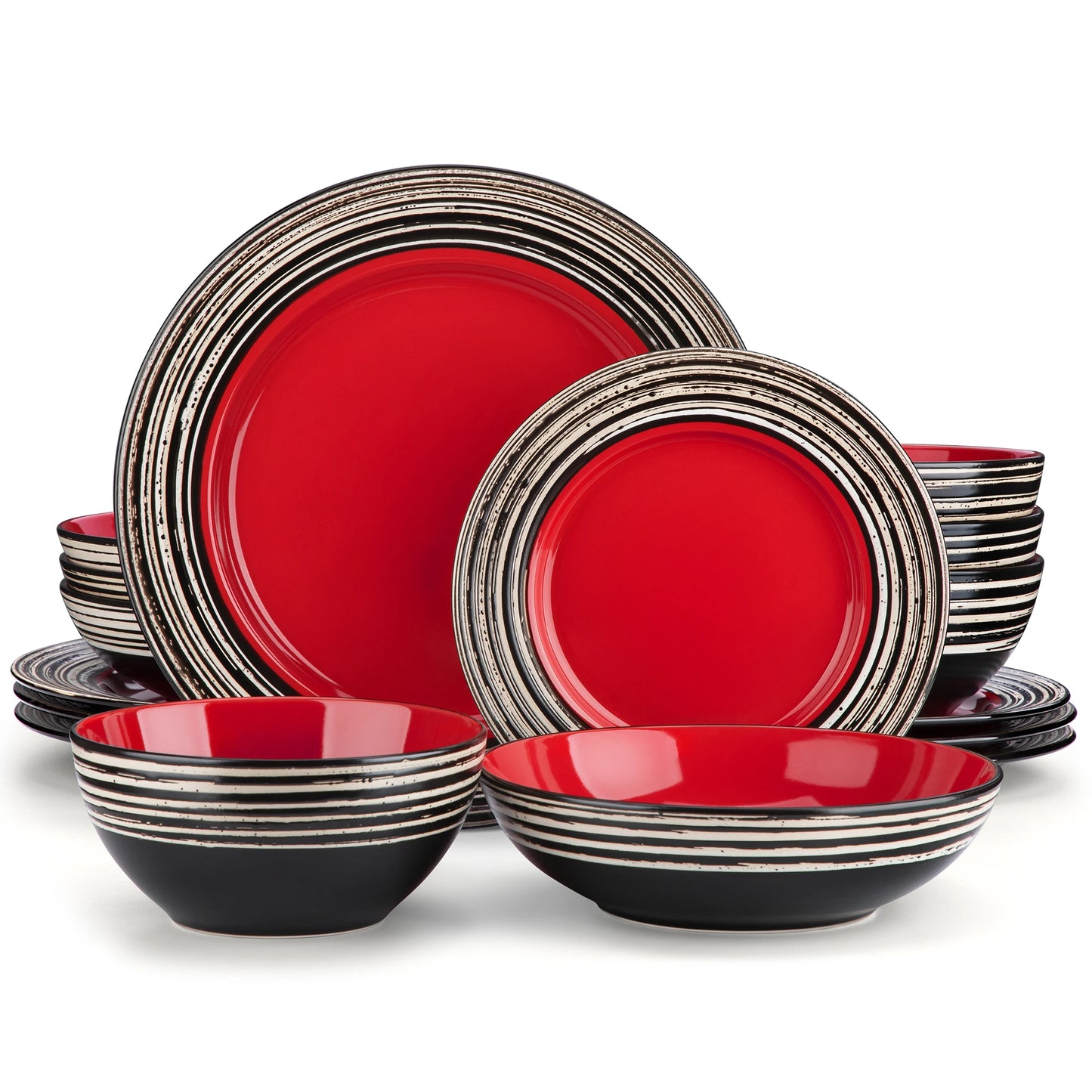 VANCASSO ARBRE 16/32 Piece Stoneware Dinnerware Set with Dinner/Dessert Plate Cereal/Pasta Bowl Service for 4/8 Person 3 color