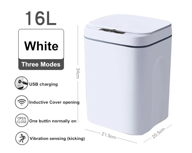 16L Smart Sensor Trash Can – Touchless Electric Waste Bin with Lid for Kitchen & Bathroom