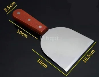 Stainless Steel Steak Fried Shovel Spatula Pizza peel Grasping Cutter Spade Pastry BBQ Tools Wooden Rubber Handle Kitchen turner