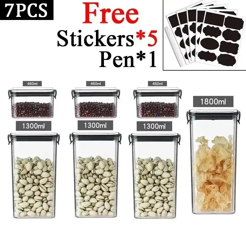 460–1800ml Stackable Airtight Food Storage Container Set – Plastic Kitchen Jars for Multigrain, Tea, Dried Fruit & More