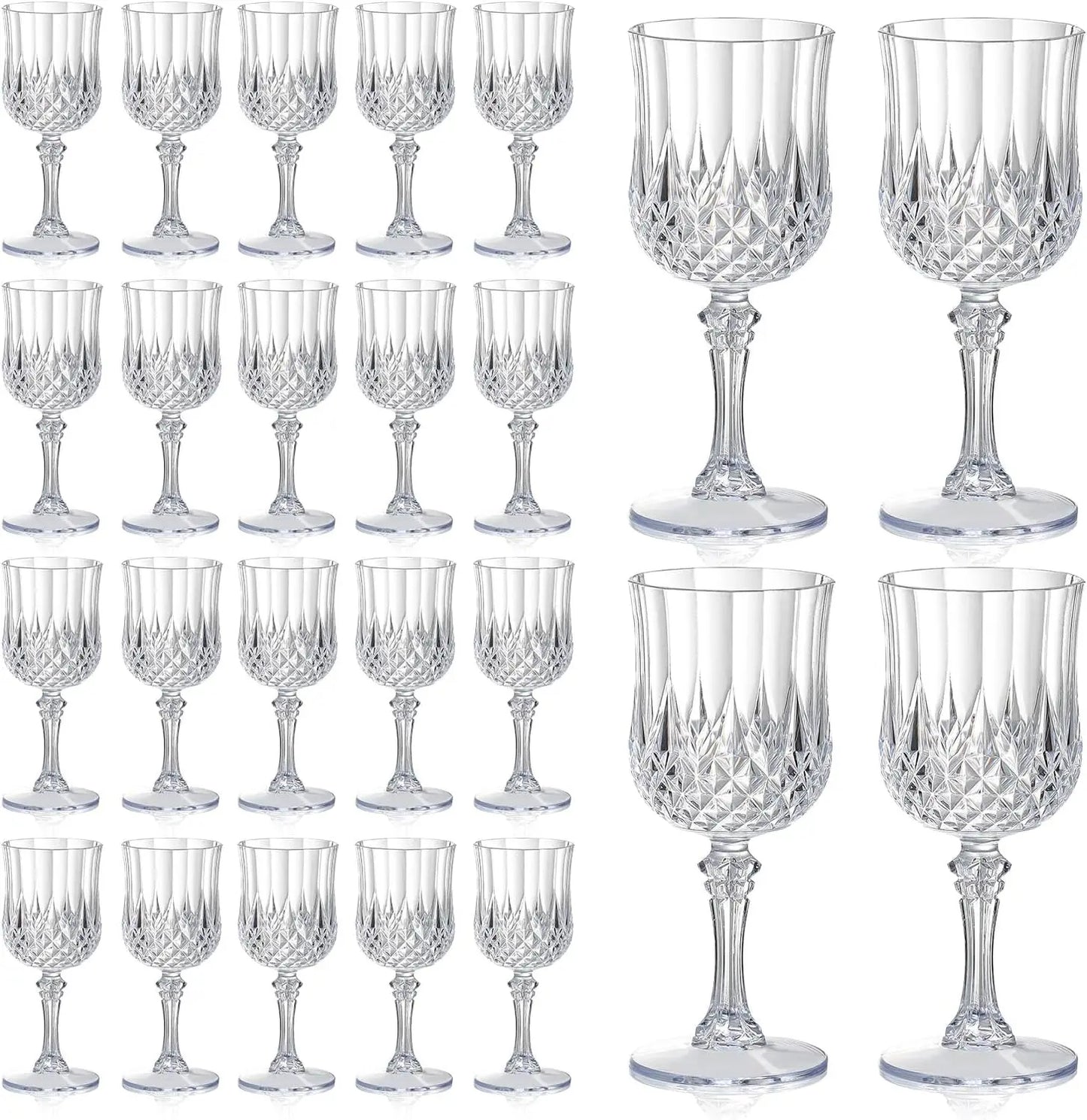 12/24 Pcs 7oz Plastic Wine Glasses Drinking Glasses Unbreakable Wedding Glassware Reusable Drinkware Champagne Flutes Goblets