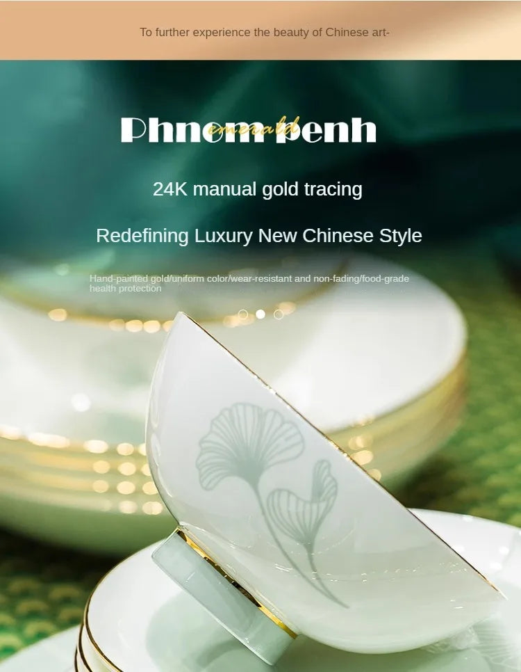 New Bone China Dinnerware Set with Colorful Glaze Elegant Bowls and Plates for Home Ceramic Bowls and Plates Set