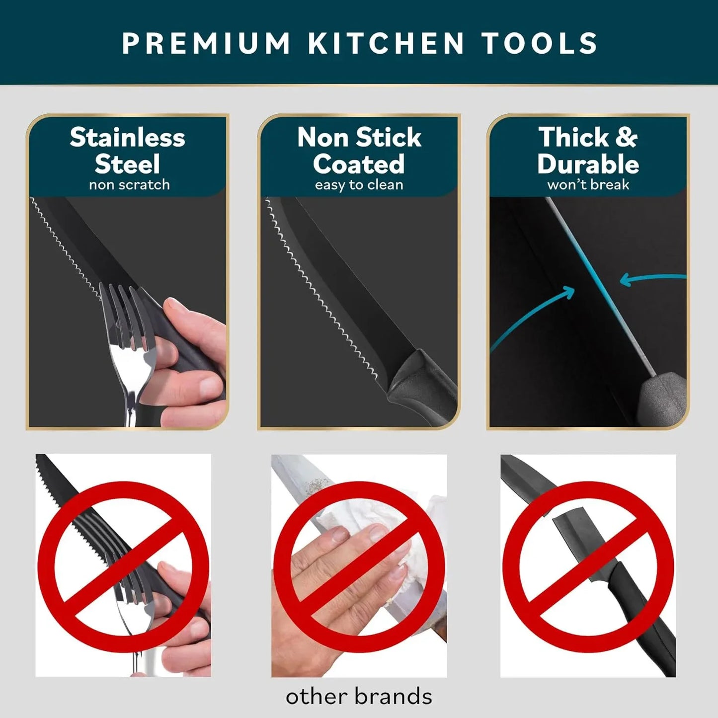 2/4/6/8 Steak Knife set Sharp Blade Black high-end PP handle Kitchen Multi-functional fruit knife Stainless steel steak knife