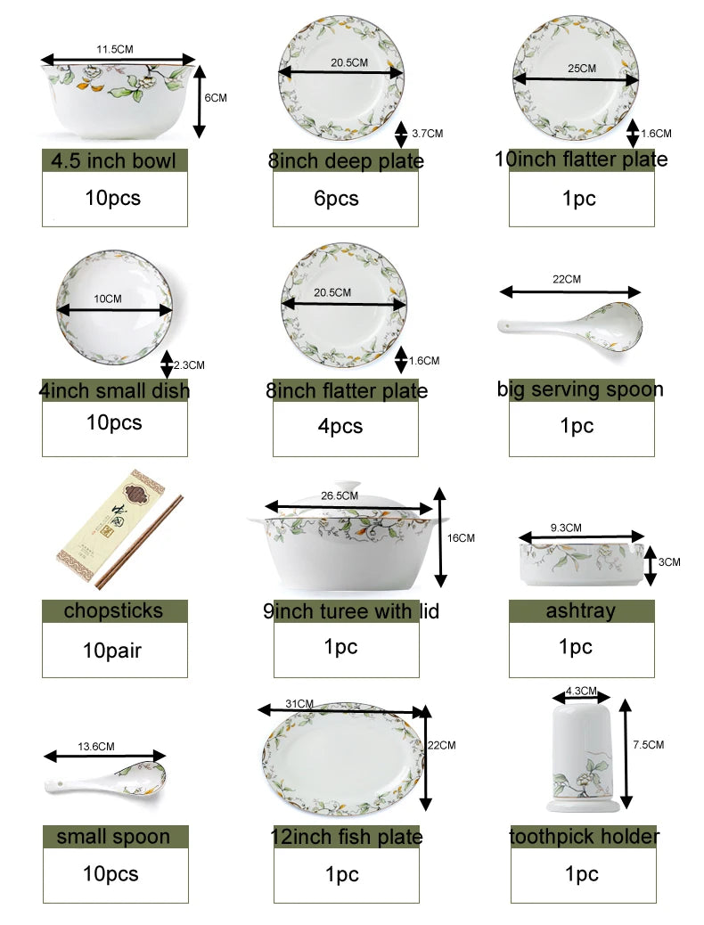 46-piece set, royal floral painting, fine bone china unit of dinner, porcelain dinner plate set, crockery set of dish, bowl set