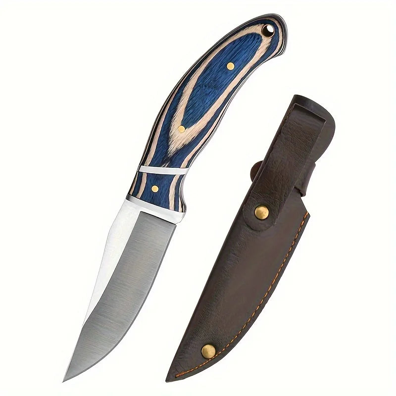 1PC 7.5-inch multi-purpose knife stainless steel colored wood handle for portable camping grilling in home kitchens