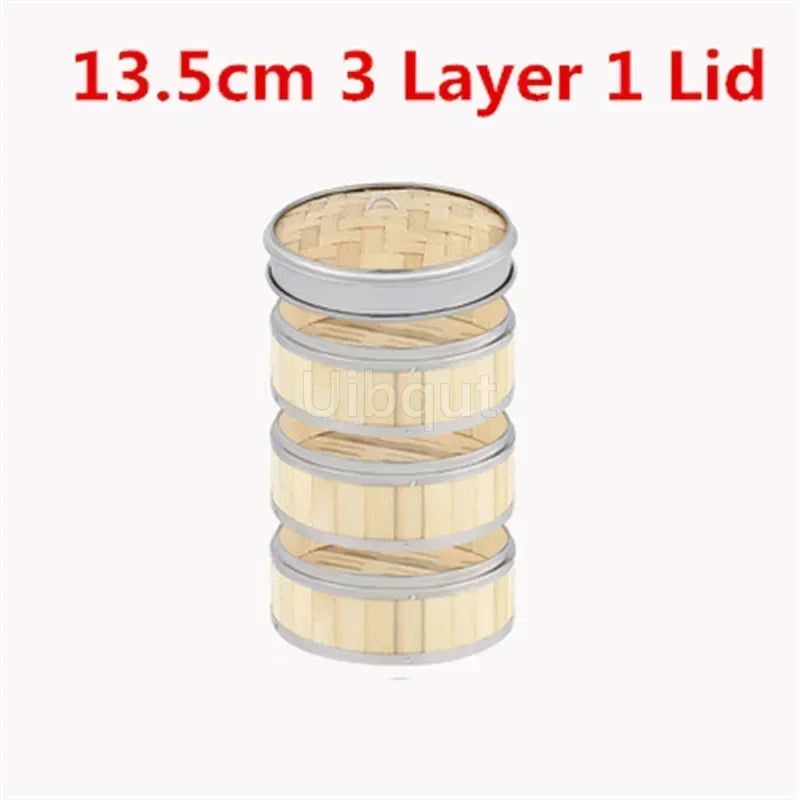 Bamboo Food Steamer basket with Stainless Steel Banding No Lid Bun Steaming Basket Dumplings DimSum Cage Cooker Kitchen Gadget