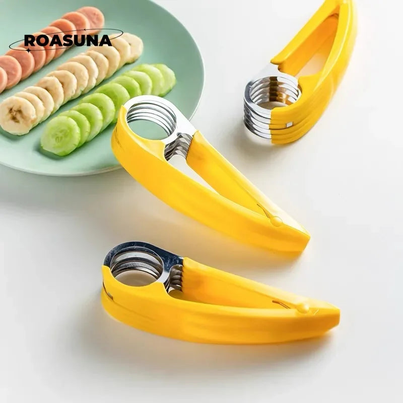 Eco-friendly Banana Slicer Cutter:Premium Plastic Kitchen Tool for Fruits&Vegetables-Ideal for Slicing, Cutting Cucumbers & More