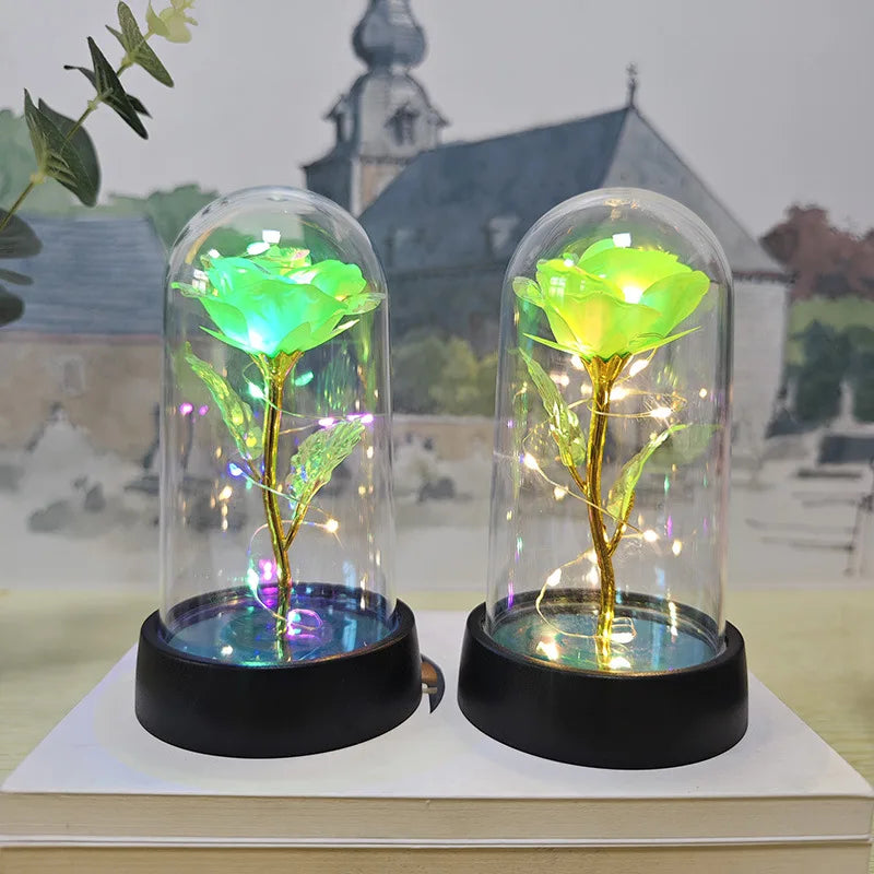Eternal Rose Light LED Foil Flower Valentines Day Gift Wedding Party Decor Artificial Rose Flowers Light Christmas Decoration