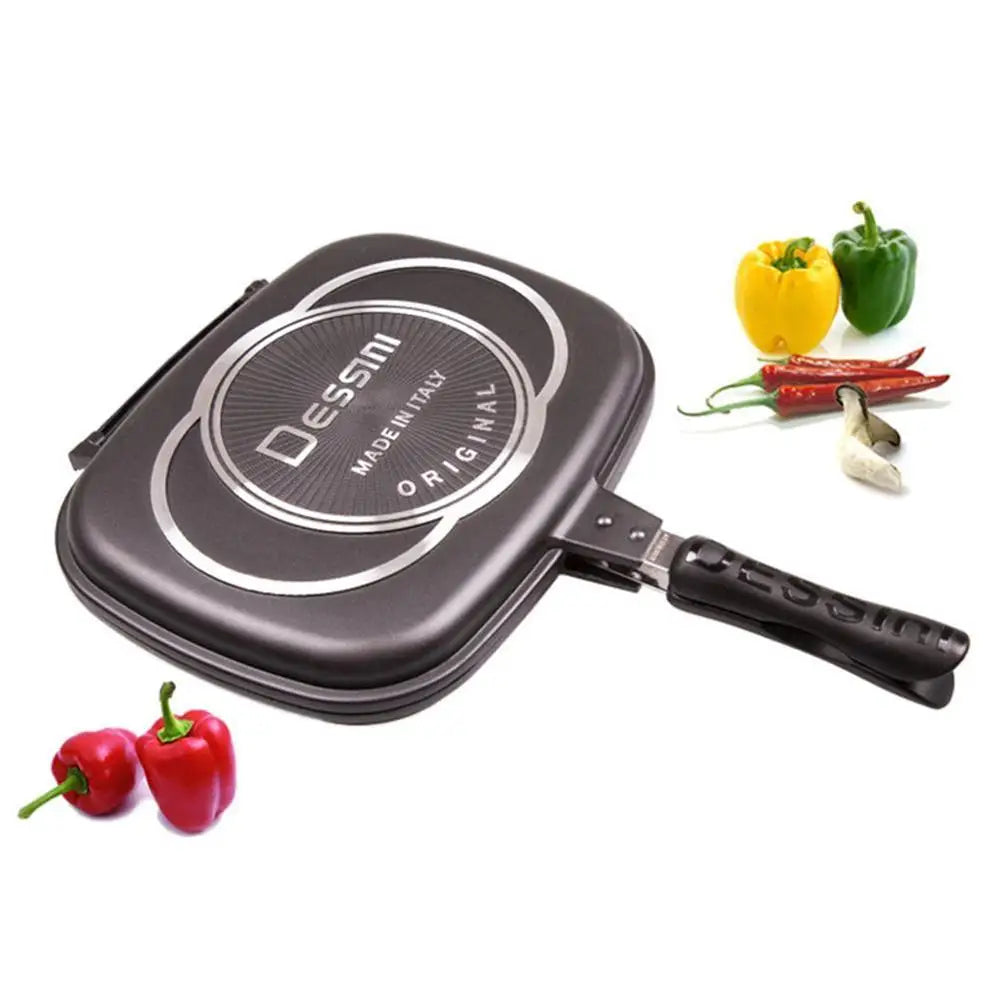 32Cm Double Sided Frying Pan Non-Stick Barbecue Tool Cookware Grill Frying Pan Injection Molding Home Cooking Kitchen Supplies