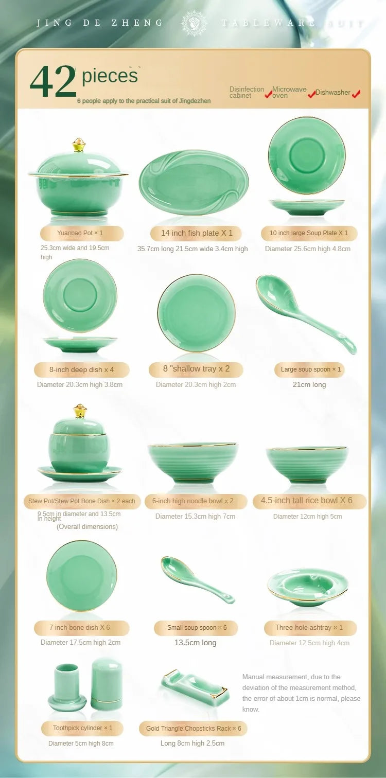 Elegant tableware set: Blue and White Porcelain Bowls and Dishes with Gold Edging from Jingdezhen for Everyday Dining