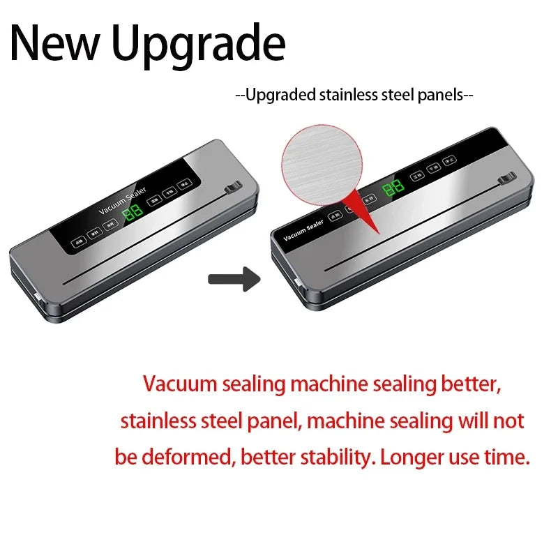 Electric Vacuum Sealer Packaging Kitchen Food Sealing Dry/Wet Food Sealing Smart Touch Key Built-in Cutter Vacuum Sealer