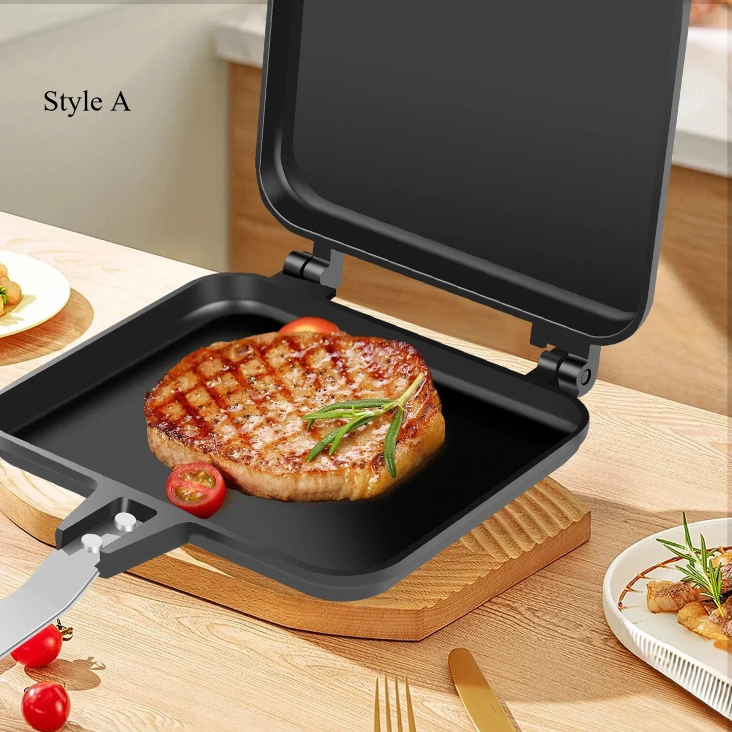 Aluminum Alloy Sandwich Maker Pan Non-Stick Sandwich Grill Pan Double Sided Frying Pan Detachable Hot Sandwich Maker Cookware