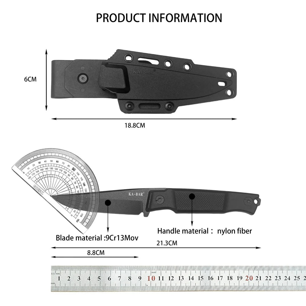 KB 5500 Straight Knife Nylon Fiber Handle 9Cr13Mov Blade High-quality Sharp Cutting Multi-functional Knife for Family Gatherings