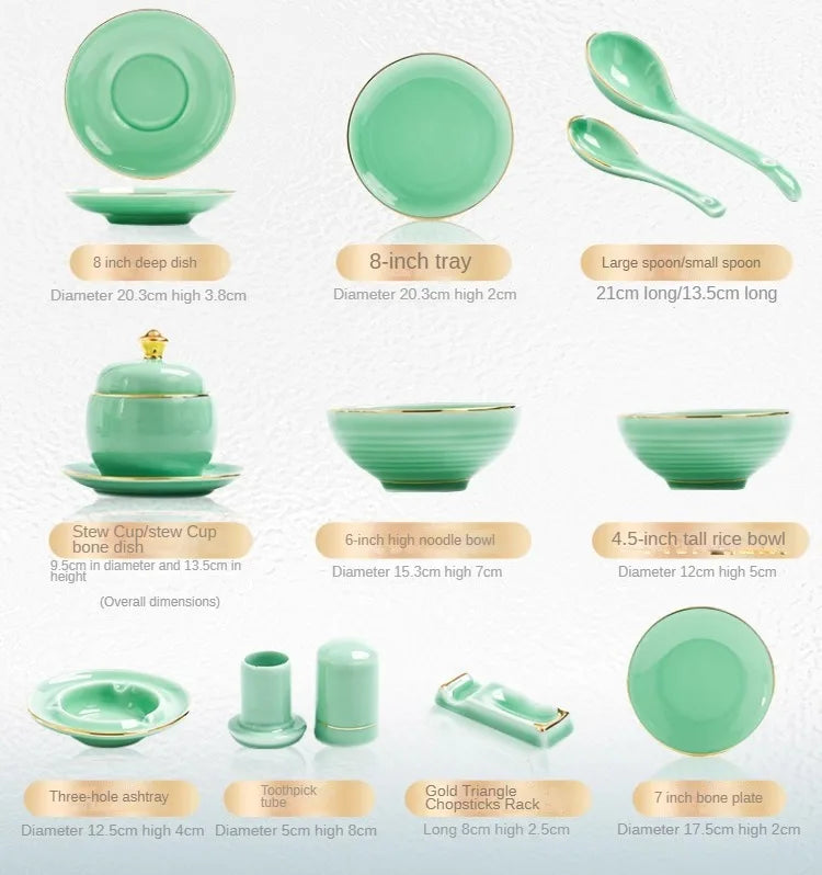 Elegant tableware set: Blue and White Porcelain Bowls and Dishes with Gold Edging from Jingdezhen for Everyday Dining