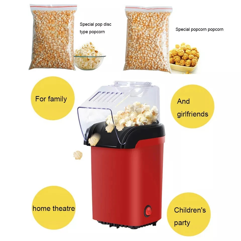 WHDPETS Mini Popcorn Maker Machine 1200W Healthy Air Oil-Free Corn Popper Kitchen Household Appliances For Kids EU/US/UK Plug