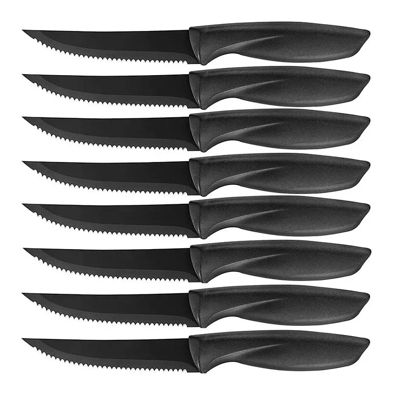 2/4/6/8 Steak Knife set Sharp Blade Black high-end PP handle Kitchen Multi-functional fruit knife Stainless steel steak knife