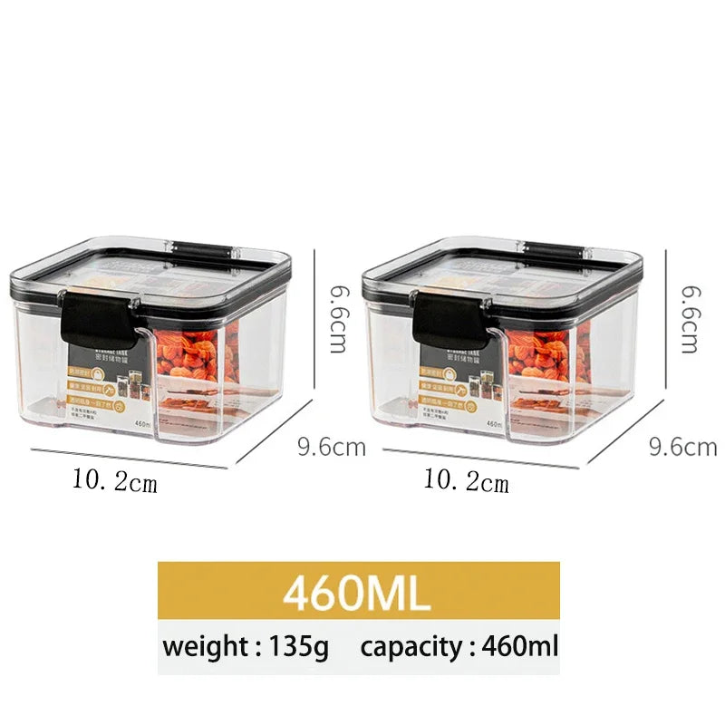 460–1800ml Stackable Airtight Food Storage Container Set – Plastic Kitchen Jars for Multigrain, Tea, Dried Fruit & More