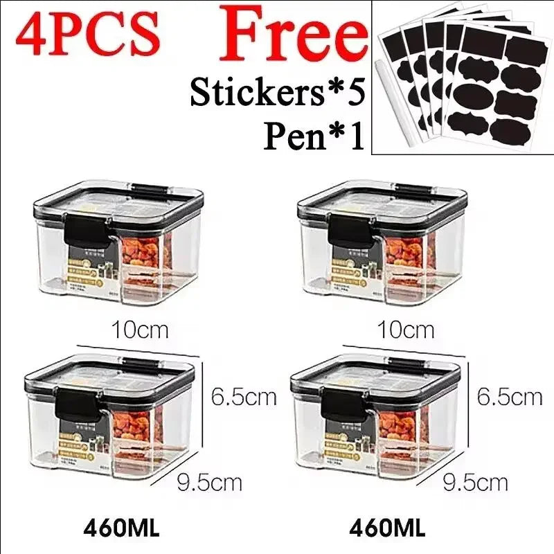 460–1800ml Stackable Airtight Food Storage Container Set – Plastic Kitchen Jars for Multigrain, Tea, Dried Fruit & More