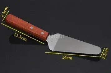 Stainless Steel Steak Fried Shovel Spatula Pizza peel Grasping Cutter Spade Pastry BBQ Tools Wooden Rubber Handle Kitchen turner