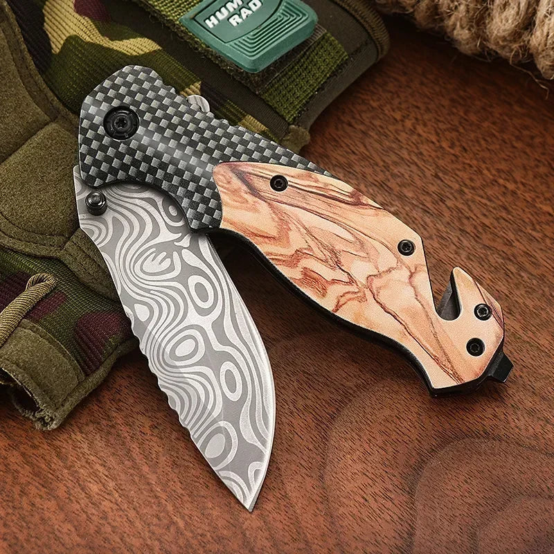 Portable Plastic Handle, Multi-purpose Folding Knife, Stainless Steel Blade, Camping and Tourism Cutting Tool