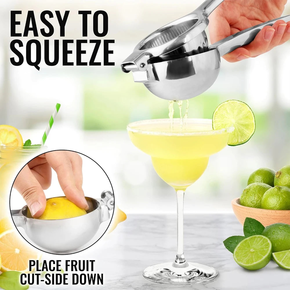 Kitchen Lemon Squeezer Stainless Steel Premium Quality Heavy Duty Solid Metal Squeezer Bowl Large Manual Citrus Press Juicer