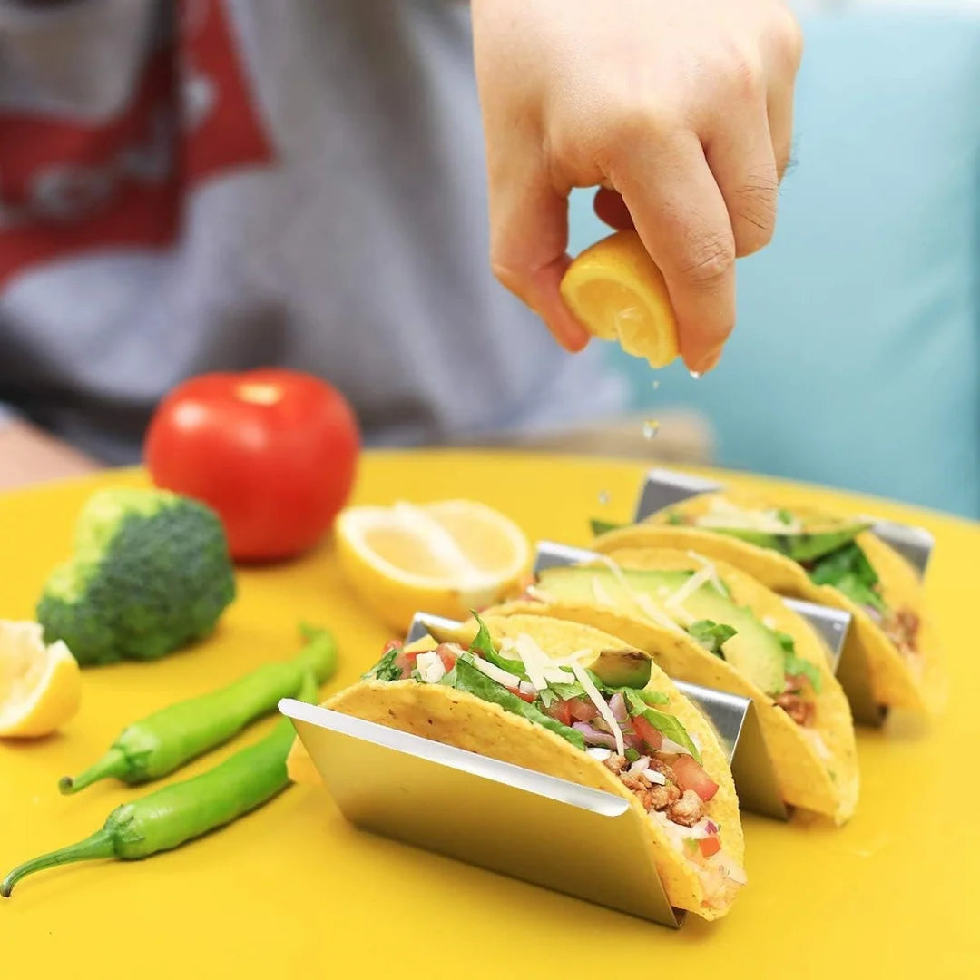 2pcs/6pcs Stainless Steel Taco Stand Stainless Steel Stand Tray Holder Tortilla Burrito Holder Each Can Hold 2-3 Burritos