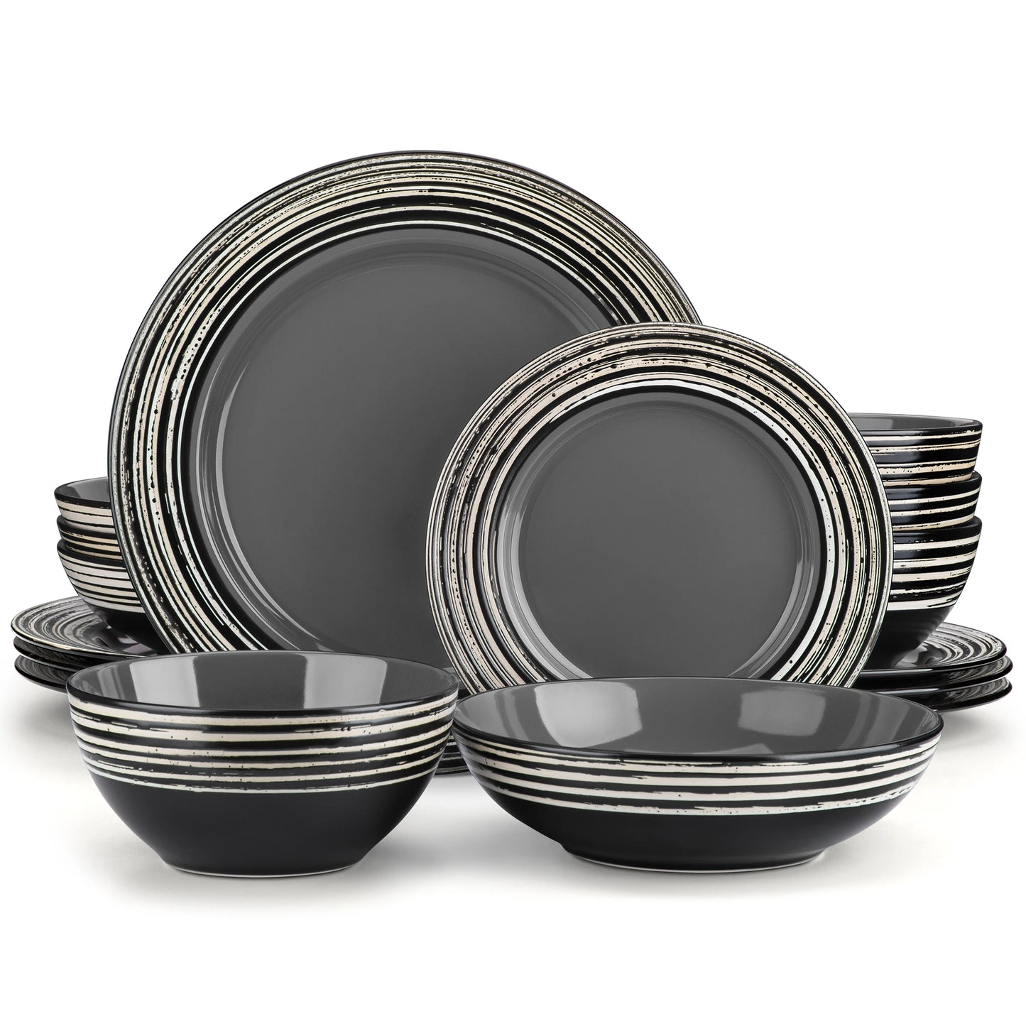 VANCASSO ARBRE 16/32 Piece Stoneware Dinnerware Set with Dinner/Dessert Plate Cereal/Pasta Bowl Service for 4/8 Person 3 color