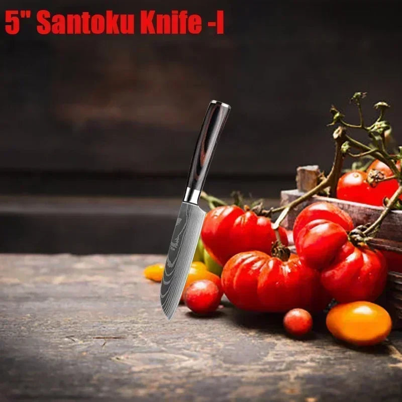 Acero Damasco: ¡Cuchillos Cheftronics para Cocina Inteligente! - 5inch santoku knife