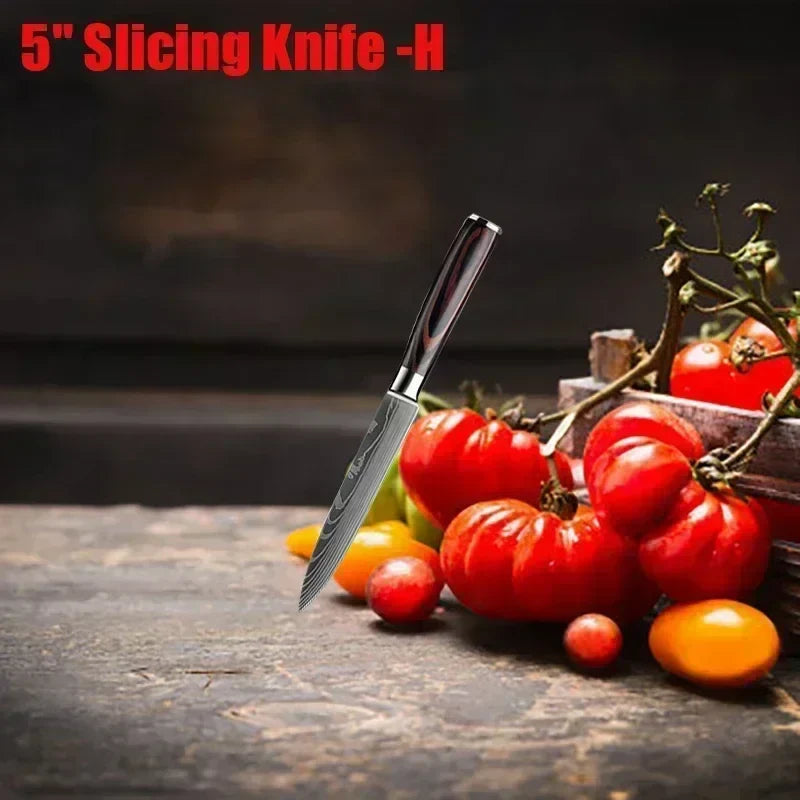 Acero Damasco: ¡Cuchillos Cheftronics para Cocina Inteligente! - 5inch utility knife