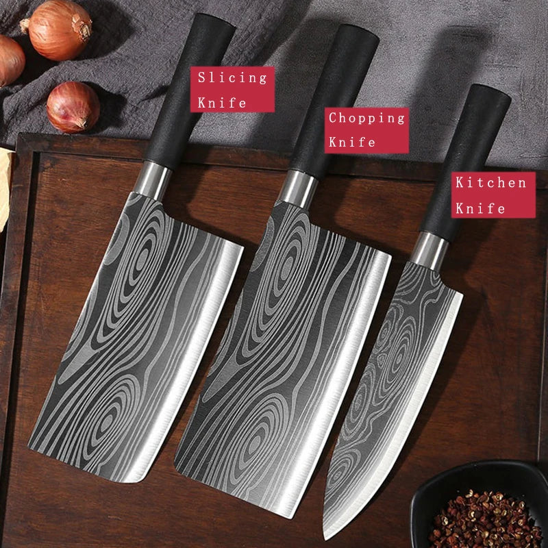 Acero Damasco: ¡Eleva tu Cocina Cheftronics con Estilo! - 3 Pcs - Kitchen Knives