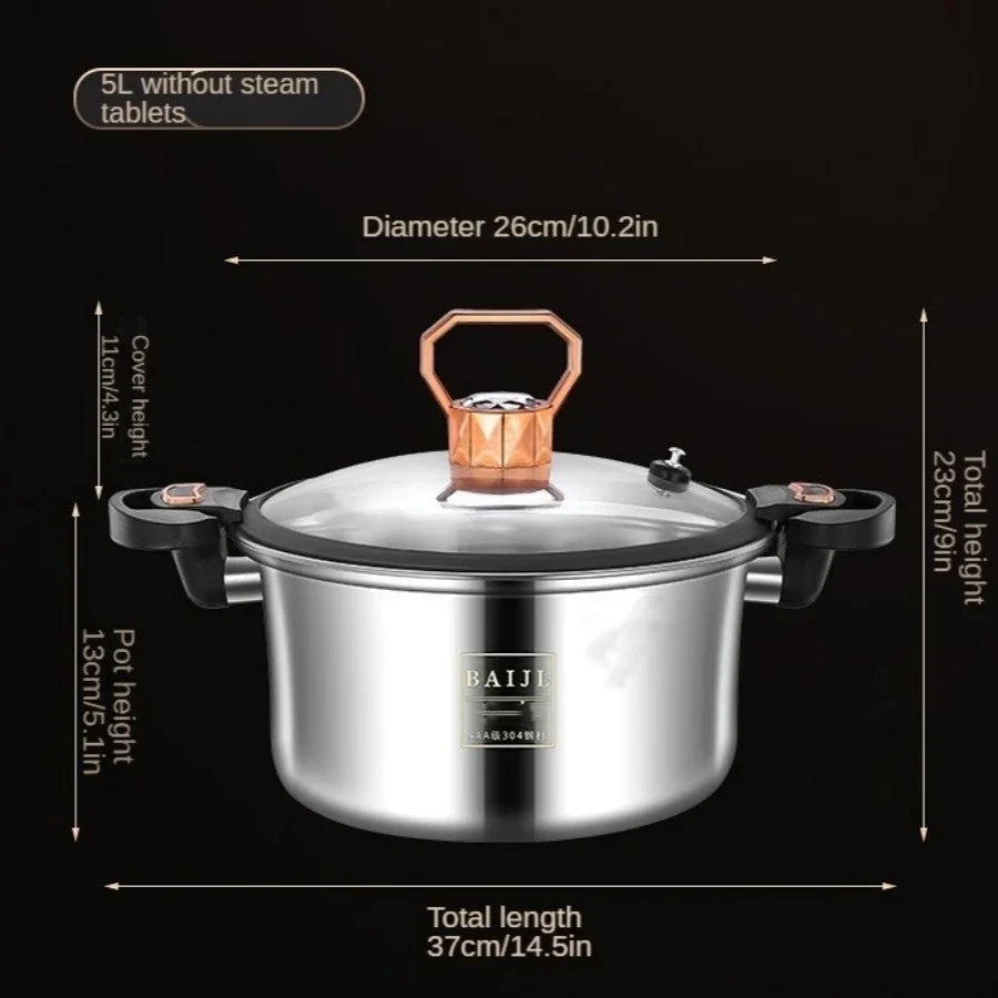 ¡Acero Inoxidable Micro Pressure Pot Para Una Cocina Estelar! - 5L 169oz - Kitchen Appliance