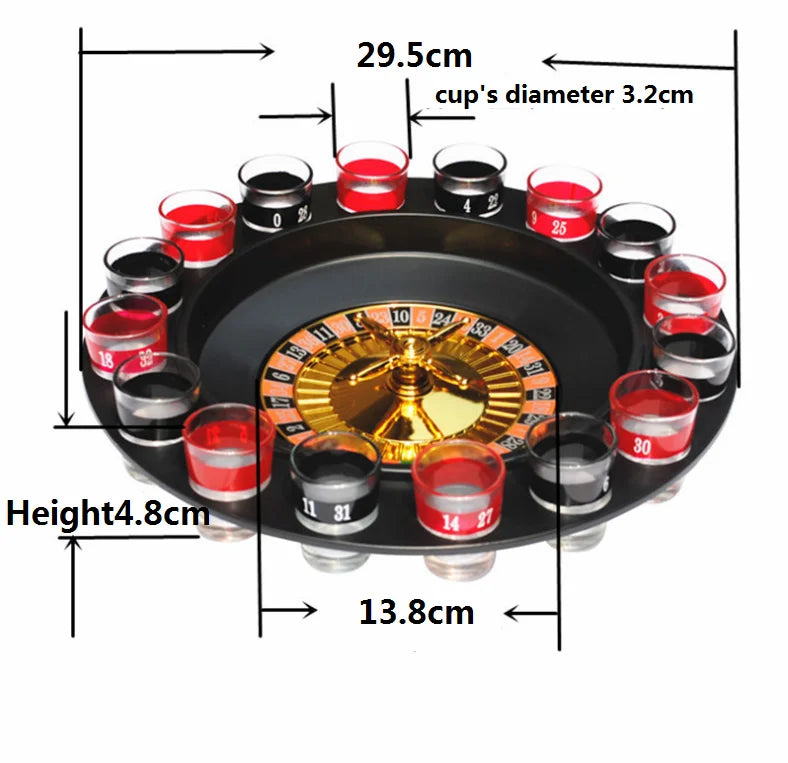 Bar Funny Tools Russia Turntable Shot Glass Russian Drinking Roulette Game Set 16 Shots - MULTI / <50ml