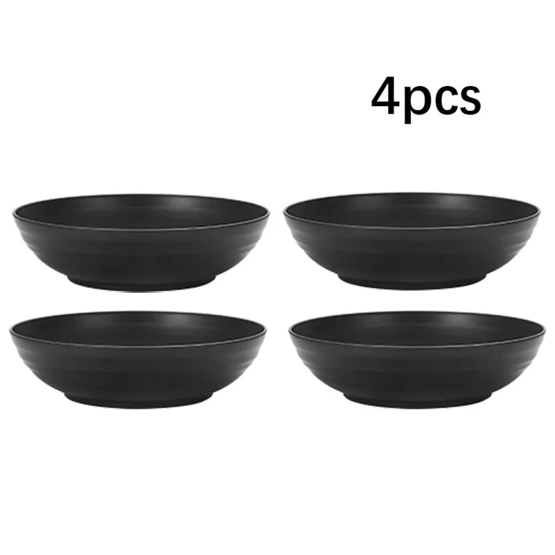 Black Dinnerware Sensation Cheftronics Kitchen Appliances - 4pcs big bowls - Plastic cutlery set