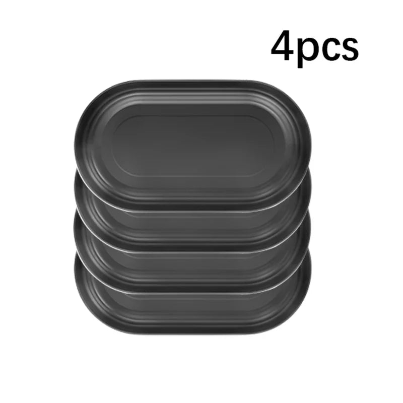 Black Dinnerware Sensation Cheftronics Kitchen Appliances - 4pcs oval plates - Plastic cutlery set