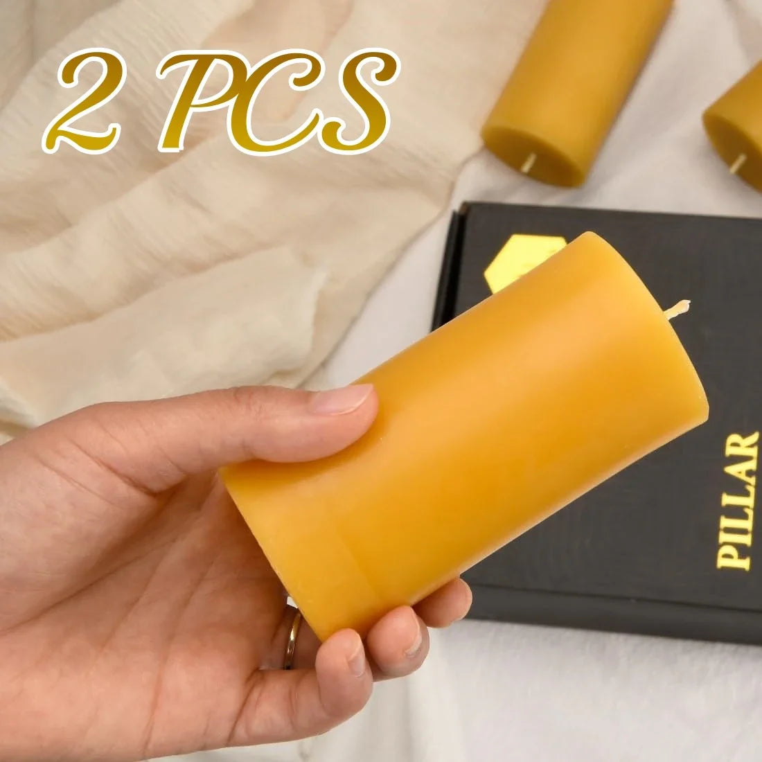 ¡Brillo Festivo con Velas de Cera de Abejas! - 2PCS / CHINA