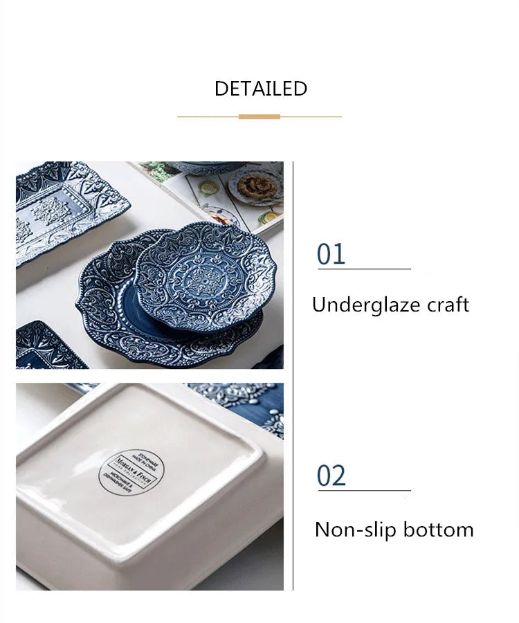 Cerámica Azul: Eleve Su Cocina Con Cheftronics - Western Dinner Plates Set