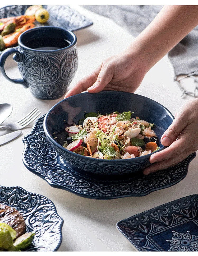 Cerámica Azul: Eleve Su Cocina Con Cheftronics - Western Dinner Plates Set
