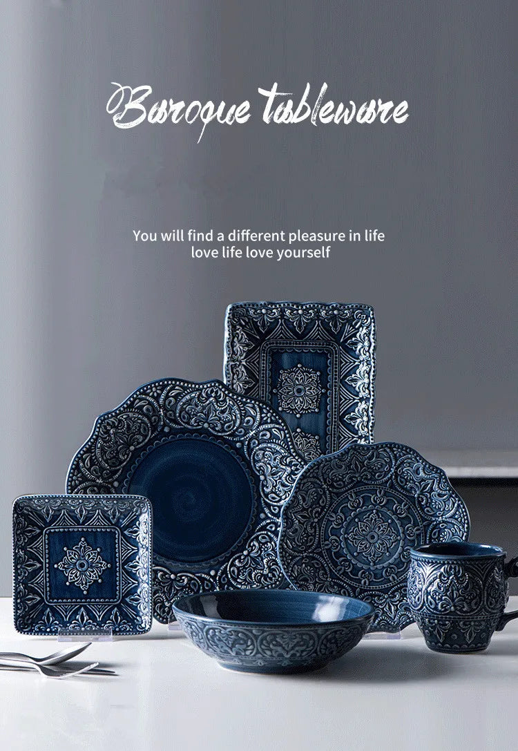 Cerámica Azul: Eleve Su Cocina Con Cheftronics - Western Dinner Plates Set